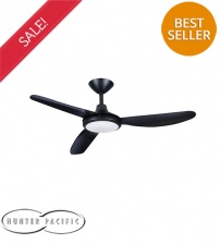 Hunter Pacific Polar 48" DC Motor Ceiling Fan with 18W Tricolour Dimmable LED Light & 6 Speed Remote - Matt Black